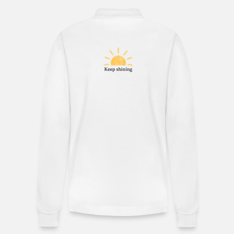 Keep Shining – Sonne – Minimalistisch - Stanley/Stella Unisex Bio-Langarm-Poloshirt Prepster - Weiß