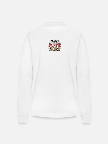 Auntie 2025 My Gift Identity - Stanley/Stella Organic Unisex Long-Sleeved Polo Shirt Prepster - white