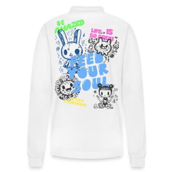 Feed your soul - Stanley/Stella Unisex Bio-Langarm-Poloshirt Prepster - Weiß - Hinten - Anna (173cm)