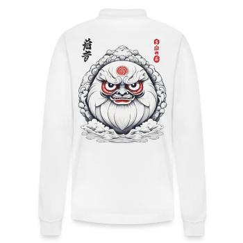 Japonais Daruma Esthétique Vintage Design - Polo à manches longues bio PREPSTER Stanley/Stella Unisexe - blanc - Dos - Anna (173cm)