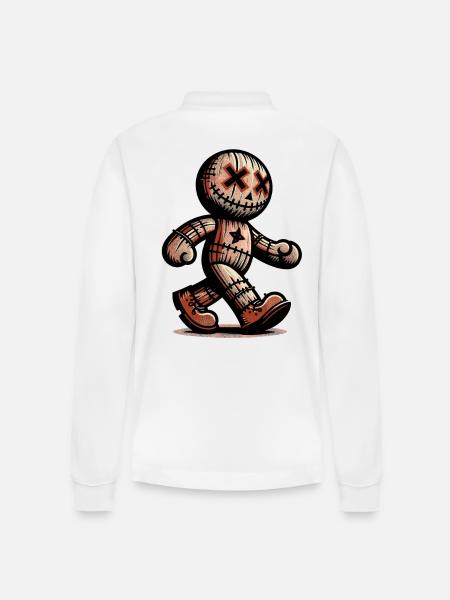 Voodoo dukke halloween kostume dekoration uhyggelig - Stanley/Stella Prepster økologisk unisex langærmet poloshirt - hvid