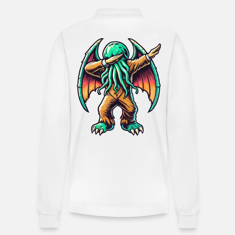 Dabbing drôle Cthulhu Dabbing Design - Polo à manches longues bio PREPSTER Stanley/Stella Unisexe - blanc