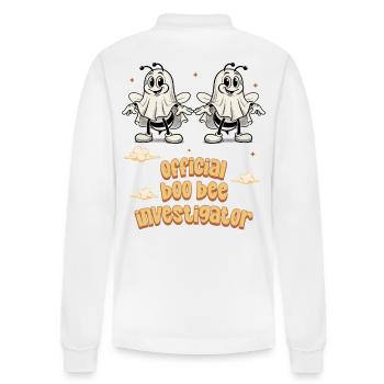 Official Bee Examiner Funny Saying - Stanley/Stella Organic Unisex Long-Sleeved Polo Shirt Prepster - white - Back - Anna (173cm)