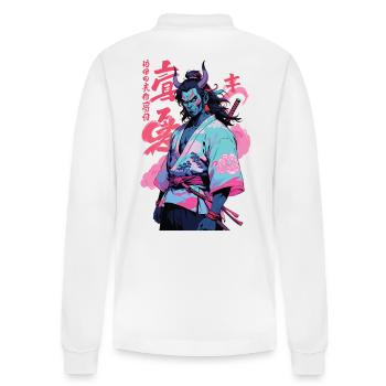 Samouraï Oni Yokai Esthétique Style Vaporwave - Polo à manches longues bio PREPSTER Stanley/Stella Unisexe - blanc - Dos - Anna (173cm)