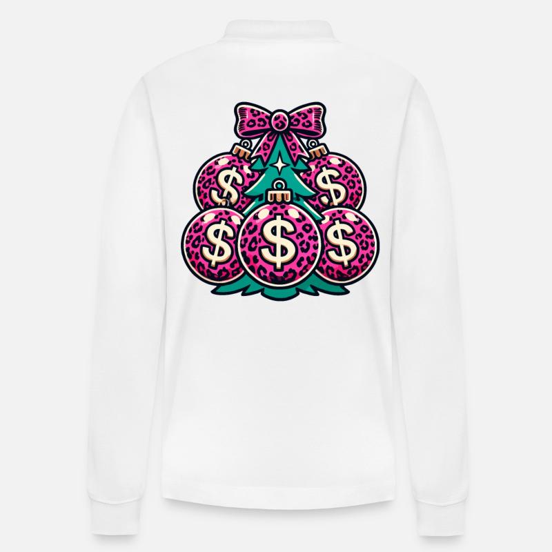 Weihnachtsbaum Mit Dollar Kugeln - Stanley/Stella Unisex Bio-Langarm-Poloshirt Prepster - Weiß