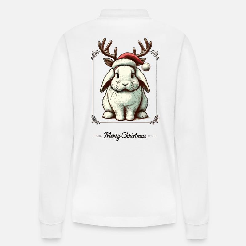 Mignon lapin style Noël - Polo à manches longues bio PREPSTER Stanley/Stella Unisexe - blanc