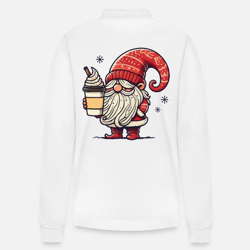 Weihnachtswichtel Kaffeegenuss Gnom - Stanley/Stella Unisex Bio-Langarm-Poloshirt Prepster - Weiß