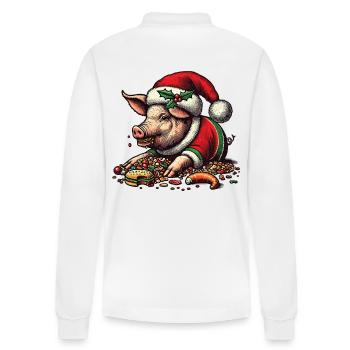 Cochon gourmand de Noël - Polo à manches longues bio PREPSTER Stanley/Stella Unisexe - blanc - Dos - Anna (173cm)