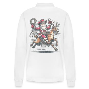 Ambiance de cow-boy de Noël avec le Père Noël - Polo à manches longues bio PREPSTER Stanley/Stella Unisexe - blanc - Dos - Anna (173cm)