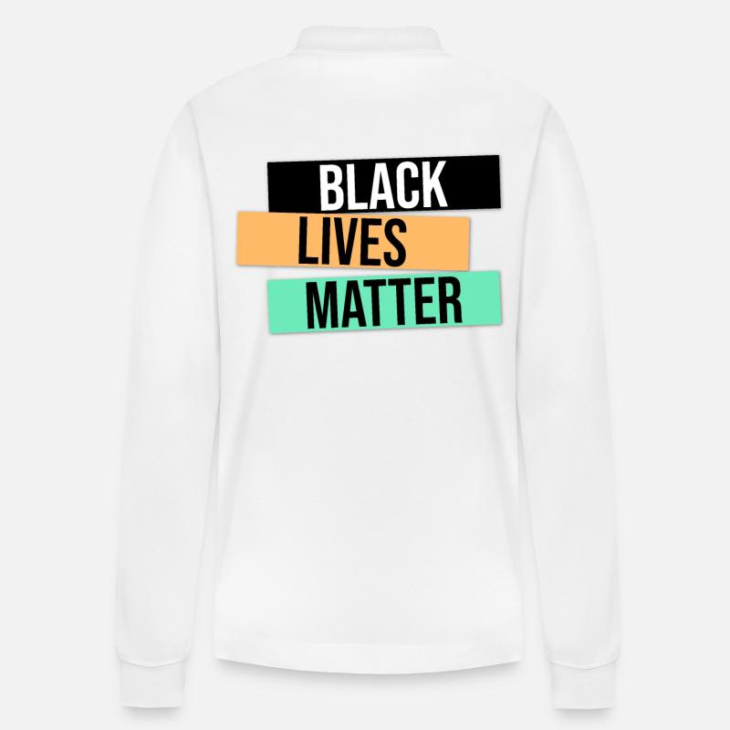 BLM Design Geschenk - Stanley/Stella Unisex Bio-Langarm-Poloshirt Prepster - Weiß