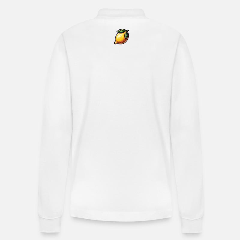 Zitrone Kunst Illustration - Stanley/Stella Unisex Bio-Langarm-Poloshirt Prepster - Weiß
