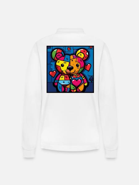 Two Soulmate Bears: Lovers - Stanley/Stella Organic Unisex Long-Sleeved Polo Shirt Prepster - white