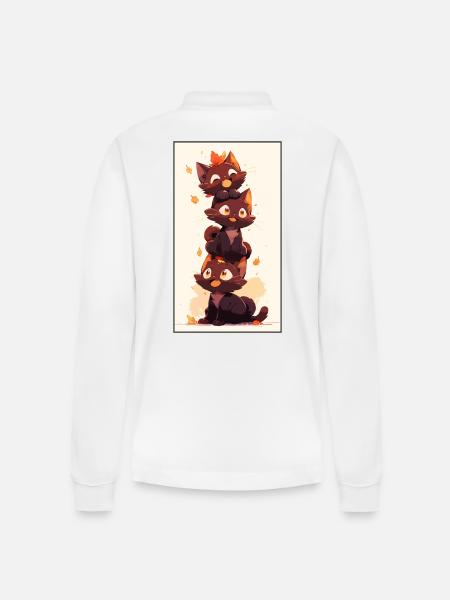 A bunch of cute kittens - Stanley/Stella Organic Unisex Long-Sleeved Polo Shirt Prepster - white