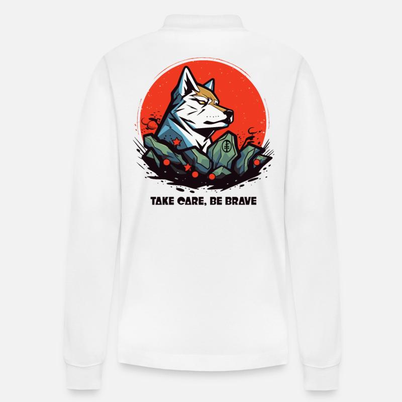 Sei mutig wie ein Wolf - Stanley/Stella Unisex Bio-Langarm-Poloshirt Prepster - Weiß