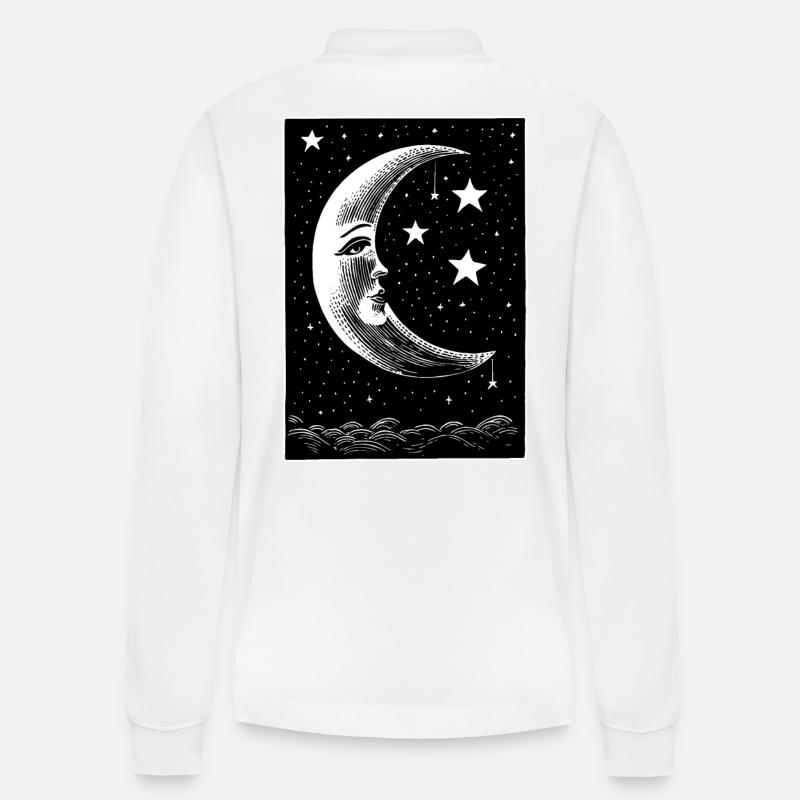 Mond und Sterne - Stanley/Stella Unisex Bio-Langarm-Poloshirt Prepster - Weiß