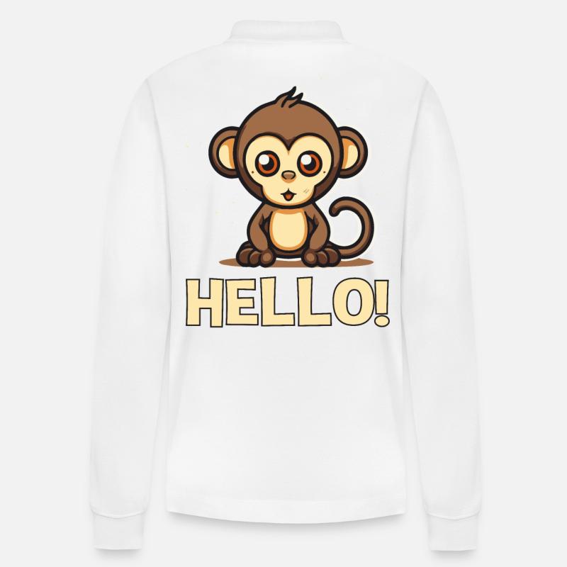 Bonjour! petit singe mignon - Polo à manches longues bio PREPSTER Stanley/Stella Unisexe - blanc