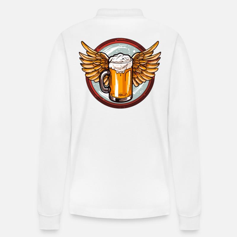 Bière avec des ailes - Polo à manches longues bio PREPSTER Stanley/Stella Unisexe - blanc