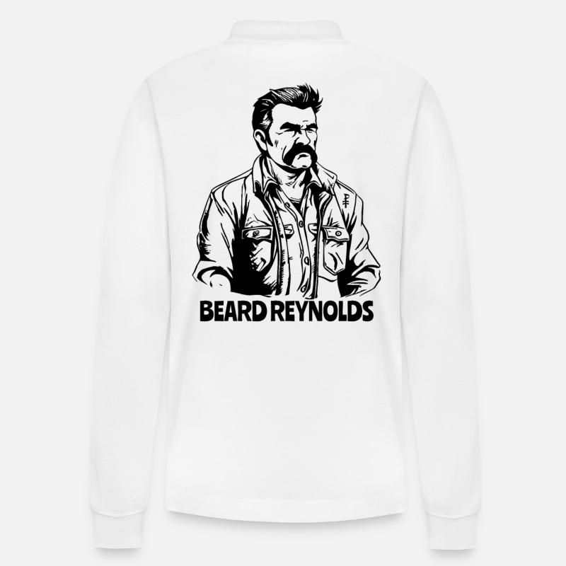 Männlicher Mann, Schnurrbart BEARD REYNOLDS - Stanley/Stella Unisex Bio-Langarm-Poloshirt Prepster - Weiß