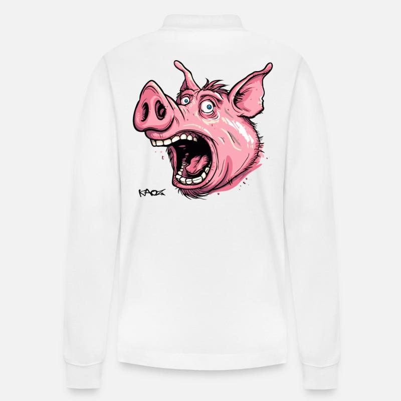 Schockiertes Schwein - Stanley/Stella Unisex Bio-Langarm-Poloshirt Prepster - Weiß
