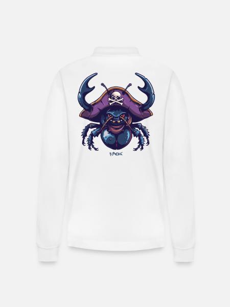 The amazing dung pirate - Stanley/Stella Organic Unisex Long-Sleeved Polo Shirt Prepster - white