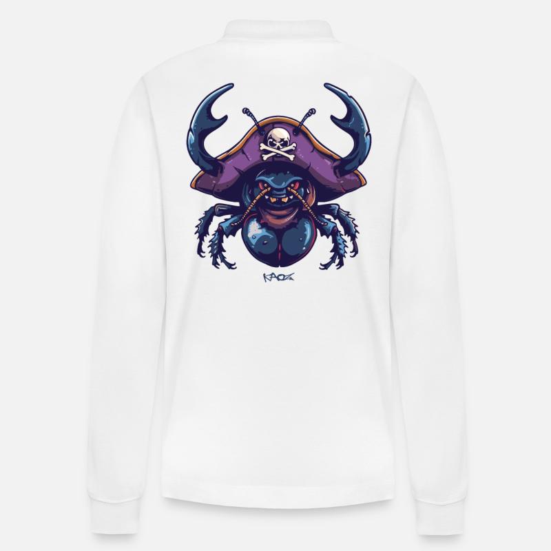 Der erstaunliche Mistkäfer Pirat - Stanley/Stella Unisex Bio-Langarm-Poloshirt Prepster - Weiß