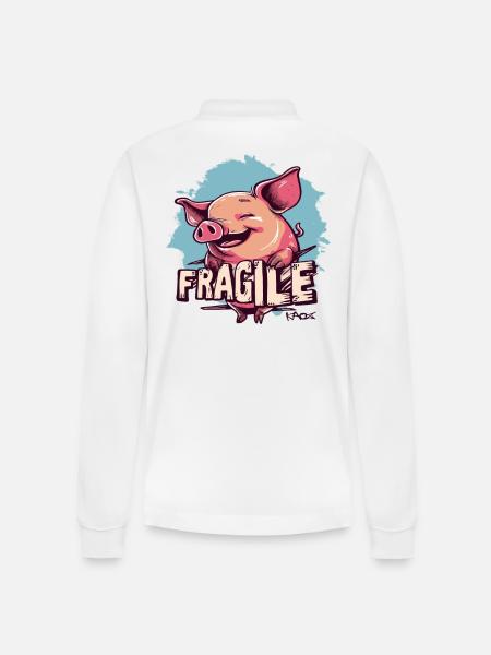 Ein zerbrechliches Schwein - Stanley/Stella Unisex Bio-Langarm-Poloshirt Prepster - Weiß