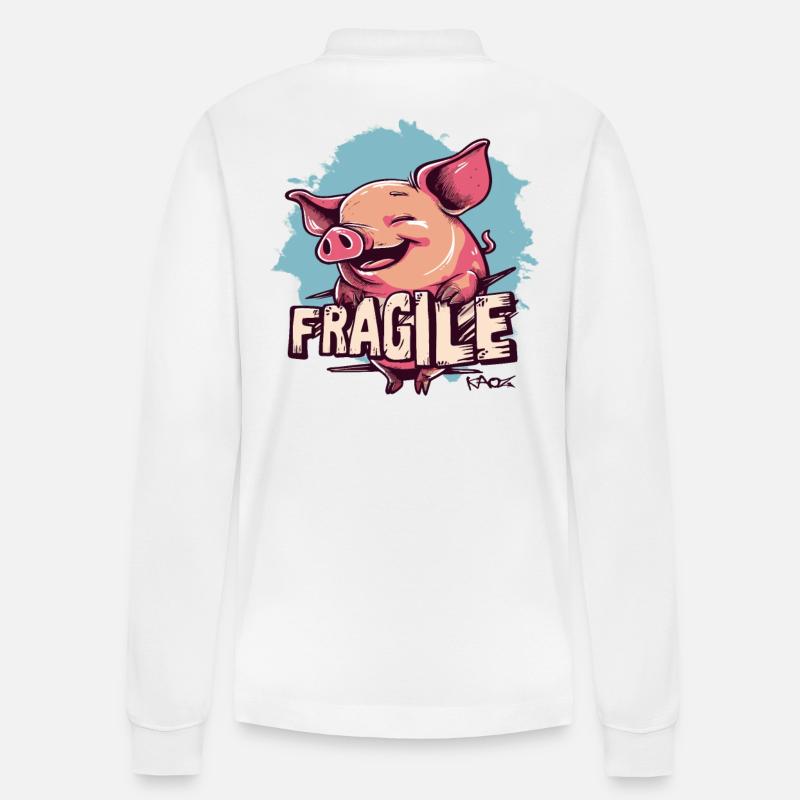 Ein zerbrechliches Schwein - Stanley/Stella Unisex Bio-Langarm-Poloshirt Prepster - Weiß
