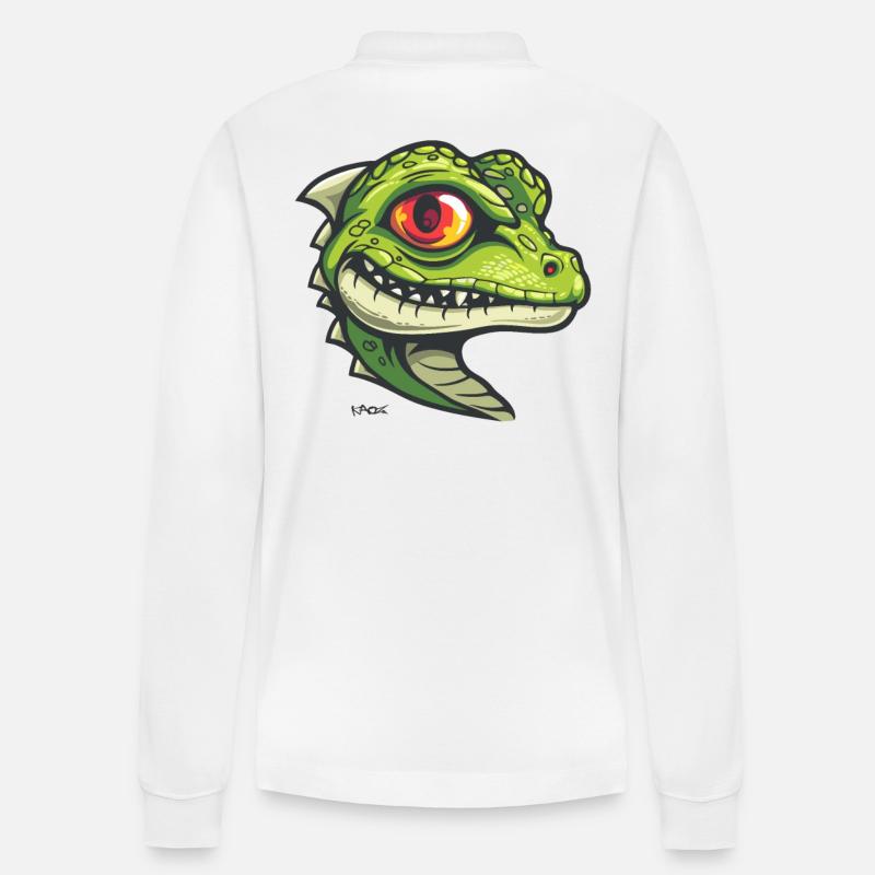 Kleine Drachen Echse - Stanley/Stella Unisex Bio-Langarm-Poloshirt Prepster - Weiß