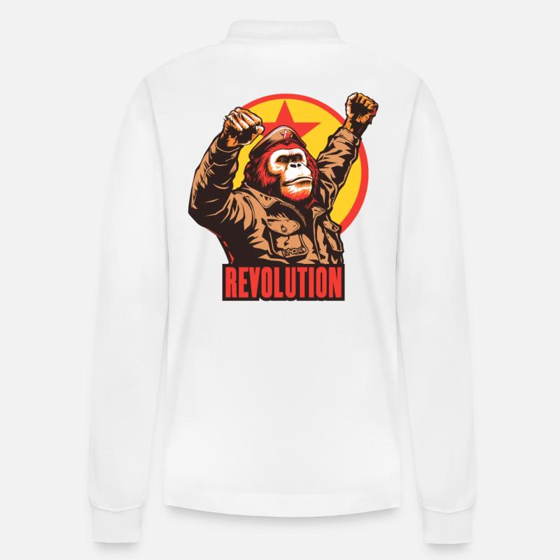 Parodie : Orang-outan communiste, camarade - Polo à manches longues bio PREPSTER Stanley/Stella Unisexe - blanc