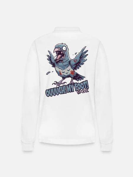 Aua, mein Fuß, Zombie-Taube - Stanley/Stella Unisex Bio-Langarm-Poloshirt Prepster - Weiß