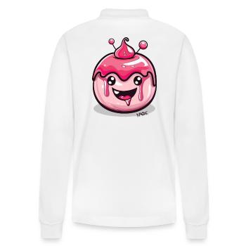 Cute Kawaii Blob Pudding - Stanley/Stella Organic Unisex Long-Sleeved Polo Shirt Prepster - white - Back - Anna (173cm)
