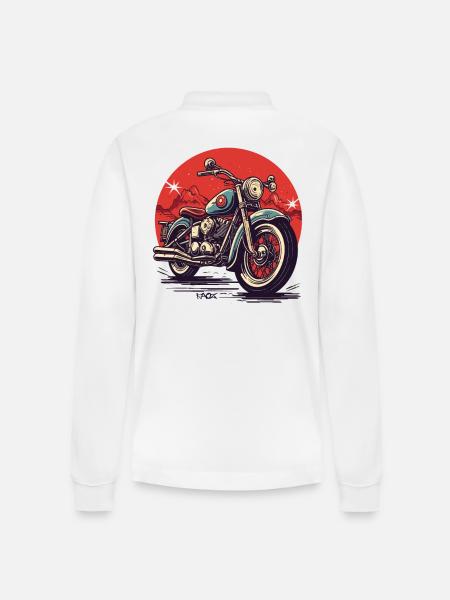 Large Chopper Motorcycle - Stanley/Stella Organic Unisex Long-Sleeved Polo Shirt Prepster - white