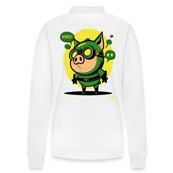 Le petit cochon anti-héros vert et jaune - Polo à manches longues bio PREPSTER Stanley/Stella Unisexe - blanc - Dos - Anna (173cm)