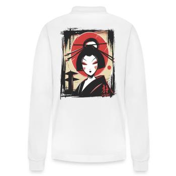 Die coole Anime Japanische Geisha - Stanley/Stella Unisex Bio-Langarm-Poloshirt Prepster - Weiß - Hinten - Anna (173cm)