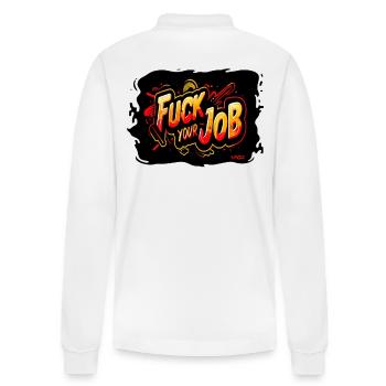 F*** Deinen Job - Stanley/Stella Unisex Bio-Langarm-Poloshirt Prepster - Weiß - Hinten - Anna (173cm)