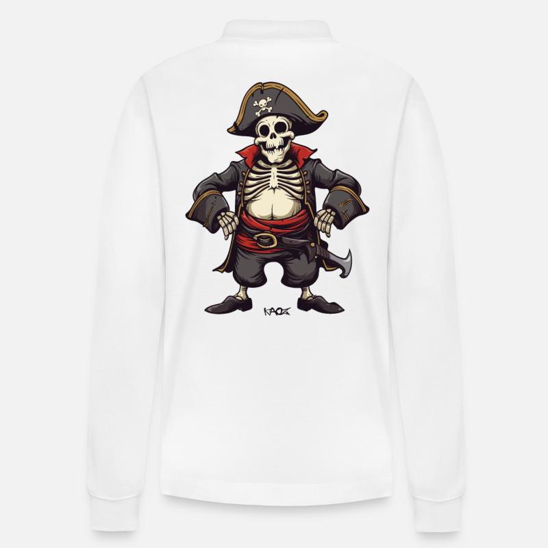 Méfiez-vous du gros pirate squelette - Polo à manches longues bio PREPSTER Stanley/Stella Unisexe - blanc