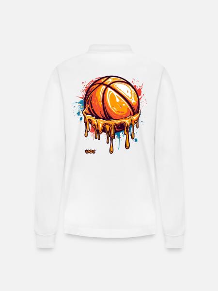 Spritziger Basketball - Stanley/Stella Unisex Bio-Langarm-Poloshirt Prepster - Weiß