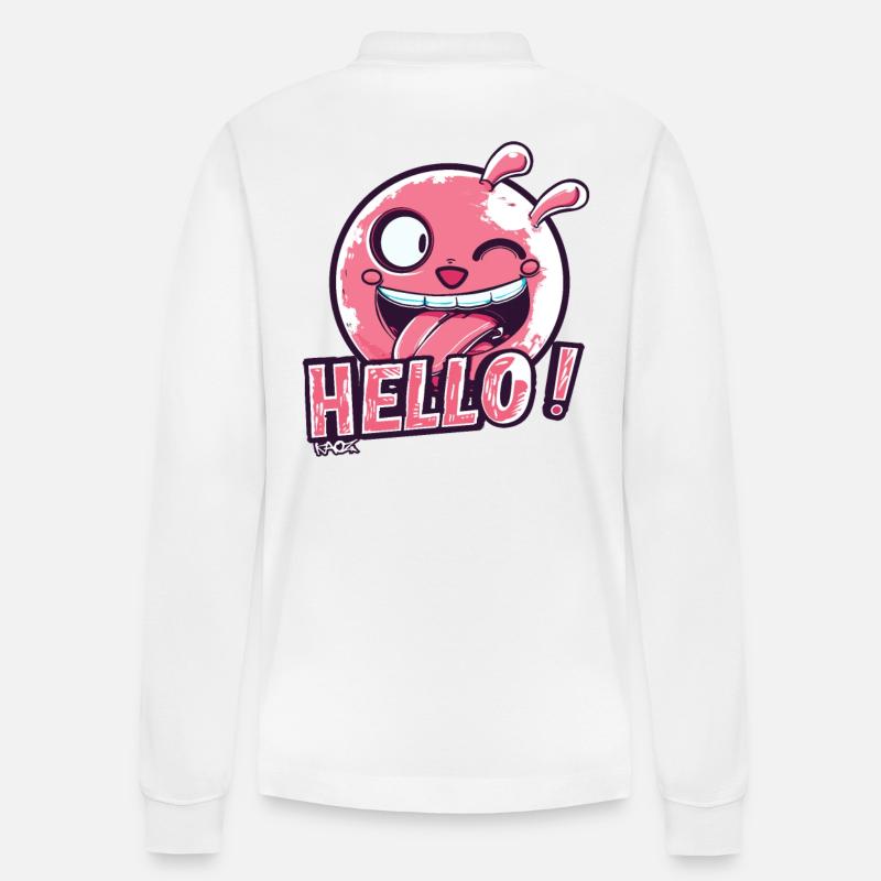 Freches kleines Monster, Hallo - Stanley/Stella Unisex Bio-Langarm-Poloshirt Prepster - Weiß