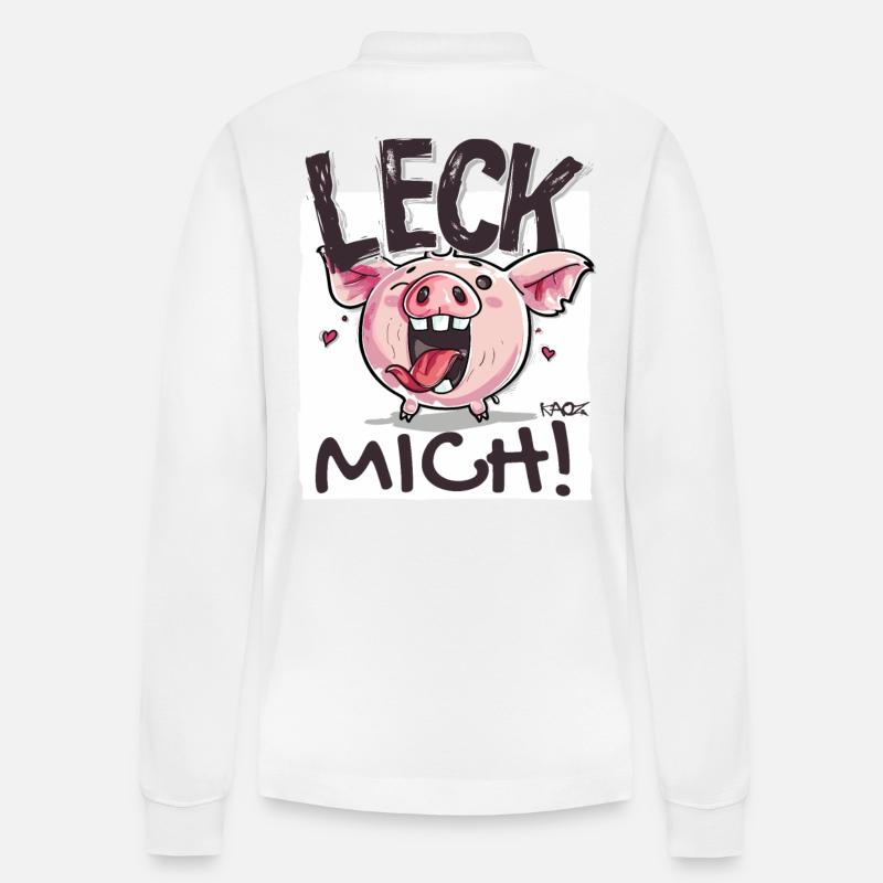 Petit cochon coquin : Lèche-moi - Polo à manches longues bio PREPSTER Stanley/Stella Unisexe - blanc