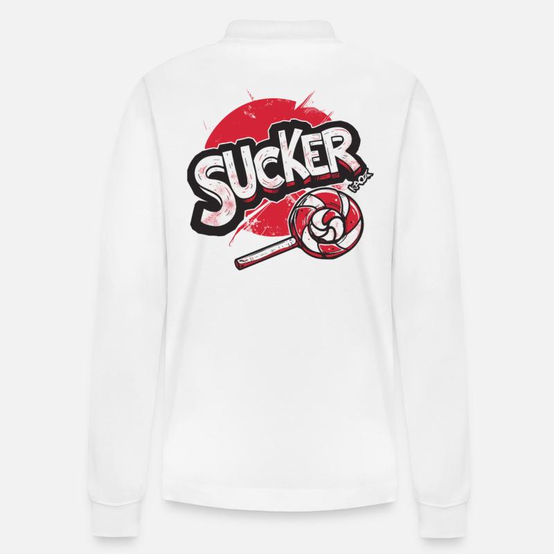 Lollipop Lutscher saugt - Stanley/Stella Unisex Bio-Langarm-Poloshirt Prepster - Weiß