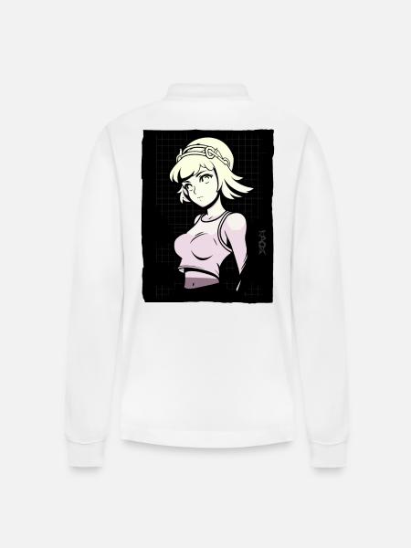 Kybernetisk anime fremtidig dramapige - Stanley/Stella Prepster økologisk unisex langærmet poloshirt - hvid