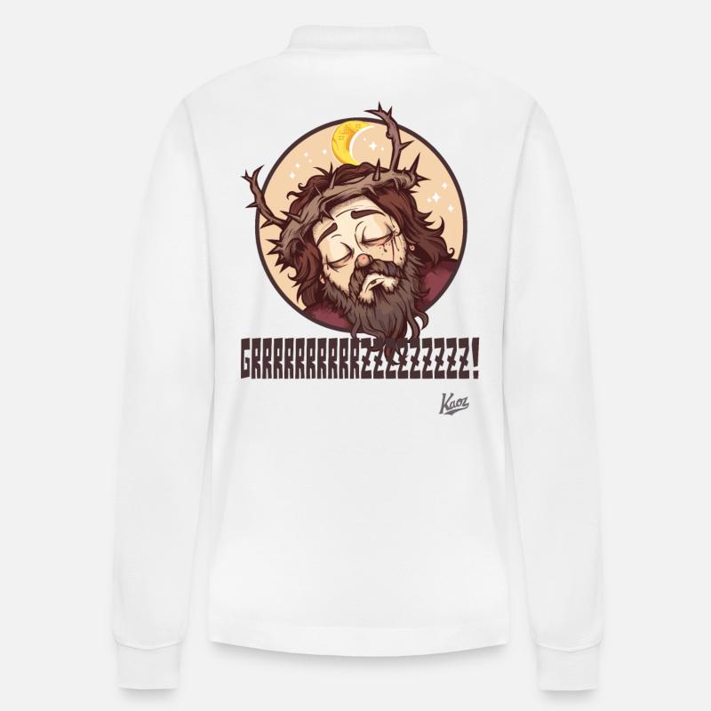 Süßer, Schlafender Jesus-Typ - Stanley/Stella Unisex Bio-Langarm-Poloshirt Prepster - Weiß