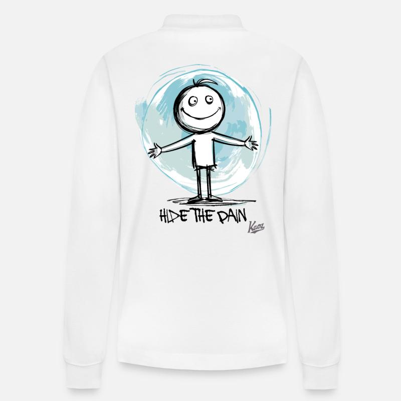 Verstecke den Schmerz - Stanley/Stella Unisex Bio-Langarm-Poloshirt Prepster - Weiß