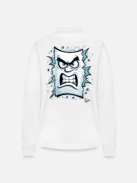 Angry face made of paper - Stanley/Stella Organic Unisex Long-Sleeved Polo Shirt Prepster - white