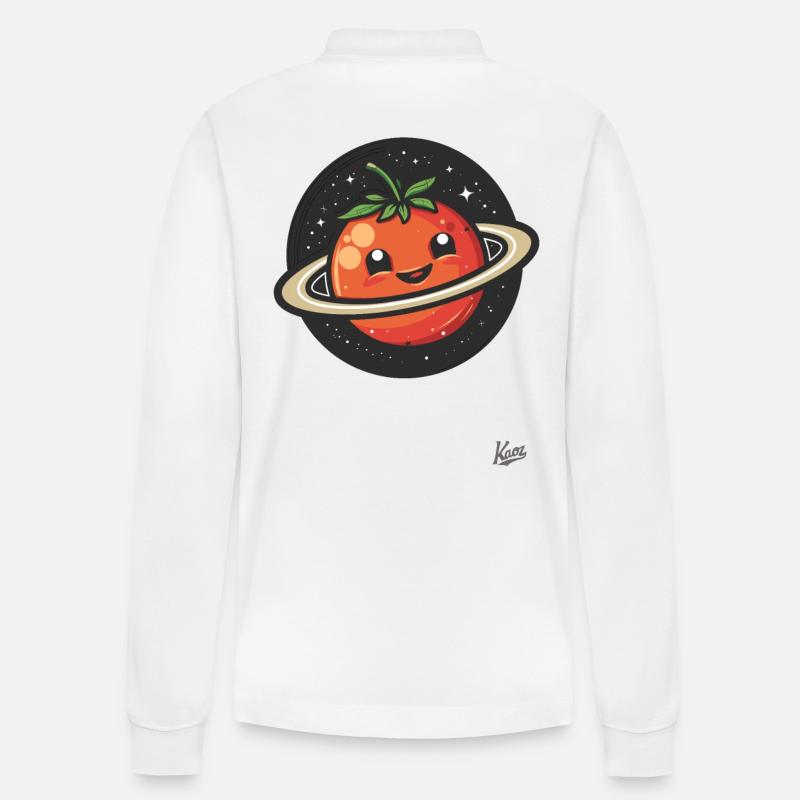 Planète tomate heureuse dans l’espace - Polo à manches longues bio PREPSTER Stanley/Stella Unisexe - blanc