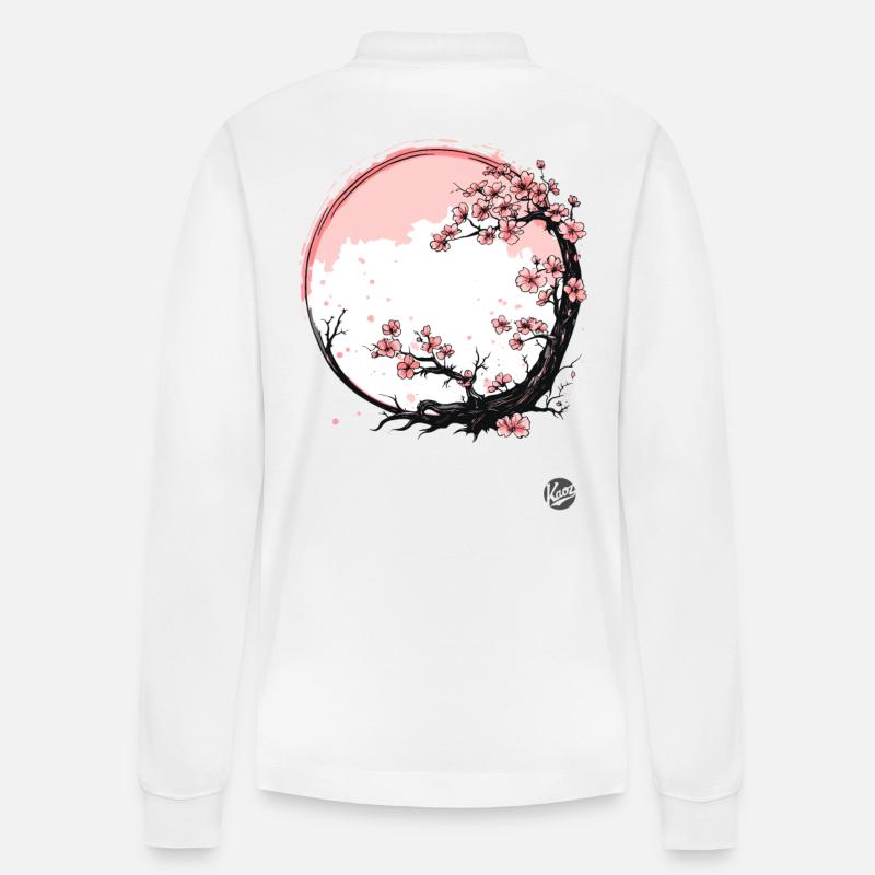 Fleurs de cerisier du Japon - Polo à manches longues bio PREPSTER Stanley/Stella Unisexe - blanc