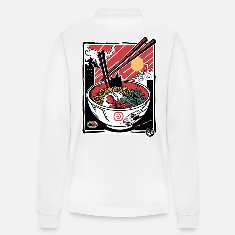 Angriff der Ramen-Stäbchen - Stanley/Stella Unisex Bio-Langarm-Poloshirt Prepster - Weiß