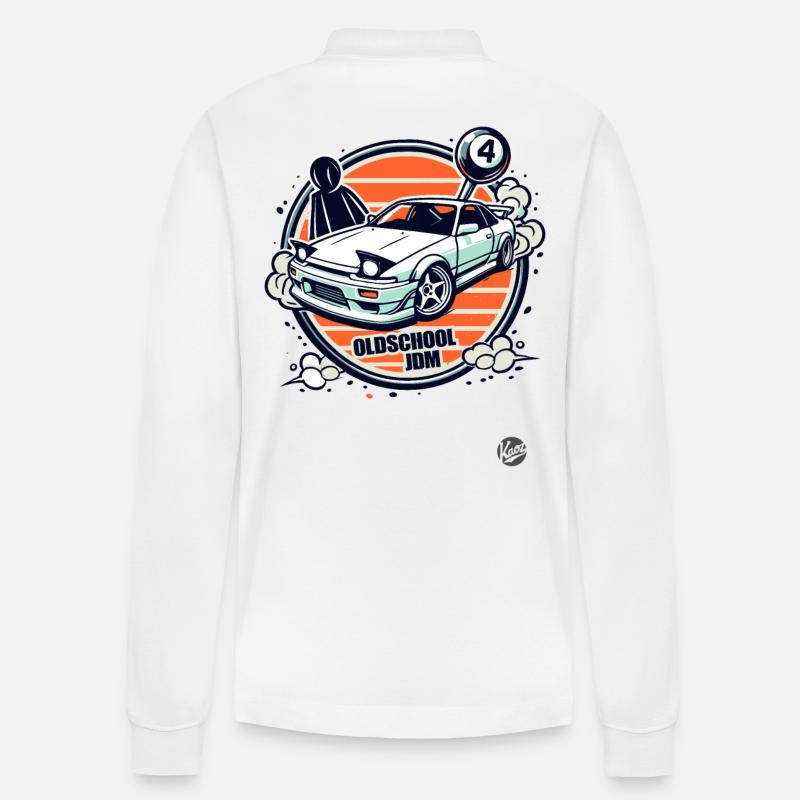 Oldschool JDM Drift Car Racer - Polo à manches longues bio PREPSTER Stanley/Stella Unisexe - blanc