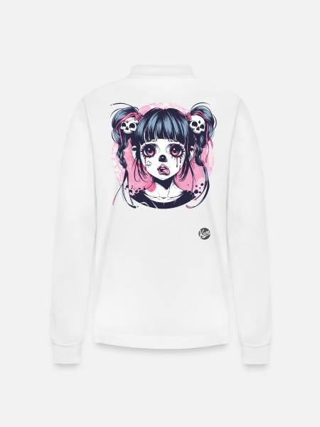 Funny Goth Girl - Stanley/Stella Organic Unisex Long-Sleeved Polo Shirt Prepster - white
