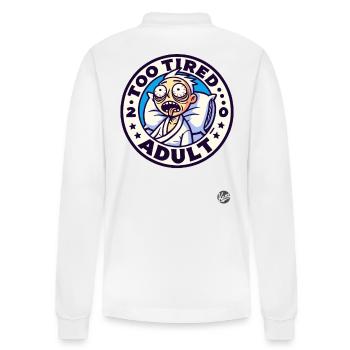Too tired adult - Stanley/Stella Organic Unisex Long-Sleeved Polo Shirt Prepster - white - Back - Anna (173cm)